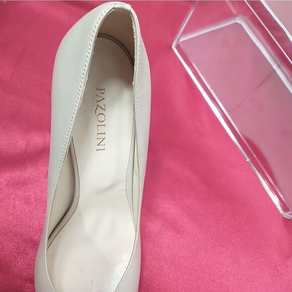 Pazolini Beige Patent Leather Heel Pump Shoes Size 38.5/US 8.5. - Picture 5 of 14